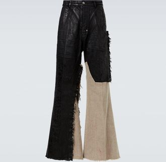 Rick Owens Joris coated distressed wide-leg jeans