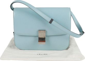 Celine Blue Leather Classic Box Medium Shoulder Bag