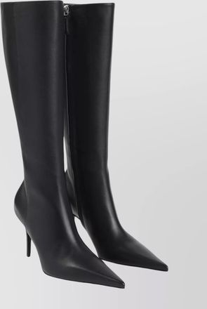 Amina Muaddi knee length stiletto heel pointed toe boots