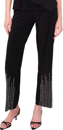 MSK Msk Pants Womens Black Jersey Stretch Beaded Detail Wide Leg Ankle PALL324