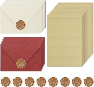 OEM Juego De 26 Art&iacute;culos De Papeler&iacute;a Vintage: Papel, Sobres Y Papeler&iacute;a, Cumplea&ntilde;os, Navidad, San Valent&iacute;n E Invitaciones, Aut&eacute;ntico Estilo Retro