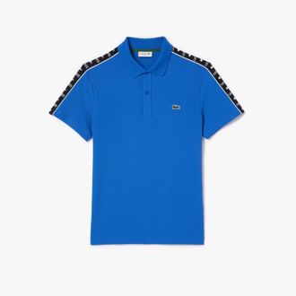 Lacoste Mens Regular-Fit Stretch Mini Piqué Polo Shirt in Blue Cotton - Size Small