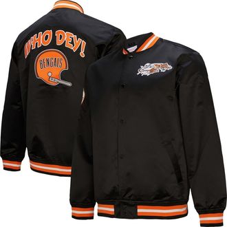 Mitchell & Ness Mens Mitchell & Ness Black Cincinnati Bengals Double Down Satin Full-Snap Jacket at Nordstrom, Size Xx-Large