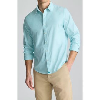 UNTUCKit Bordeaux Pinstripe Wrinkle Free Cotton Button-Up Shirt in Baltic at Nordstrom, Size X-Large