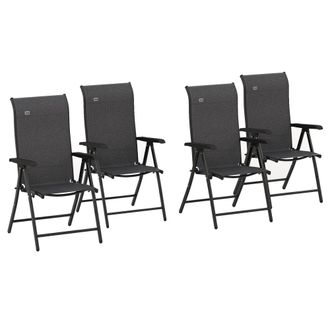 OUTSUNNY Set of 4 Outdoor Rattan Folding Chair w/ Adjustable Backrest Grey | TJ Hughes