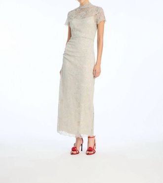 Rotate Lace Long Midi Dress In Alloy