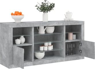 vidaXL Credenza con Luci led Grigio Cemento 142,5x37x67 cm - Vidaxl