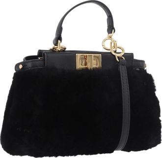 Fendi Peekaboo Fur Black Fur Handbag (Pre-Owned)
