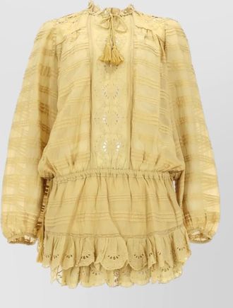 Isabel Marant long sleeve lace top ruffled hem