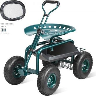 OEM Rollsitz Werkstattwagen Aus Stahl Bis 136kg Belastbar Gartenwagen Mit 25cm Griff Und 45-54cm H&ouml;henverstellbarem Sitz Rollwagen 30psi Reifendruck Arbei