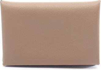 Herm&egrave;s Etoupe Gray Gray Leather Coin Purse/Coin Case (Pre-Owned)