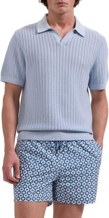 Bugatchi Cruz Print Swim Trunks in Peacock at Nordstrom, Size Xx-Large