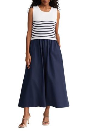 Jones New York Sleeveless Mixed Media Maxi Dress in Pacific Navy Multi at Nordstrom, Size X-Large