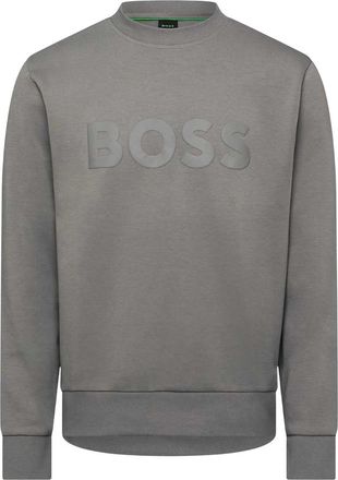 HUGO BOSS Heren Salbo-sweatshirt met lange mouwen en logo-opdruk (Grijs)
