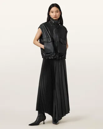 AllSaints Jax Pleated Midi Skirt