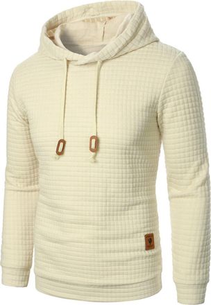 Generic Hoodies for Men Waffle Textured Hooded Casual Fall Long Sleeve Sweatshirts 2025 Winter Fashion Hipster Pullover Tops(Z02-Beige, M)