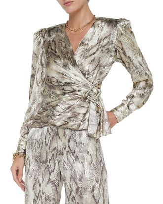 L'agence Lagence Bensen Silk-Blend Wrap Buckle Blouse