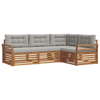vidaXL Conjunto De Sof&aacute;s De Exterior 4 Pcs Gris Natural Y Claro Vidaxl