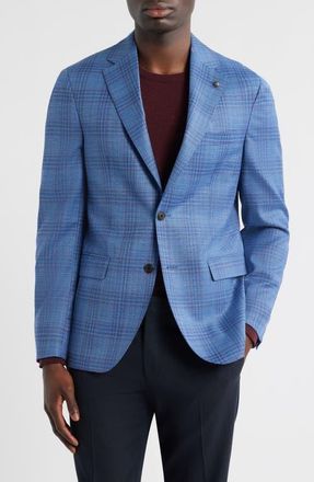 Jack Victor Midland Soft Constructed Plaid Stretch Wool Sport Coat in Blue at Nordstrom, Size 46 Regular