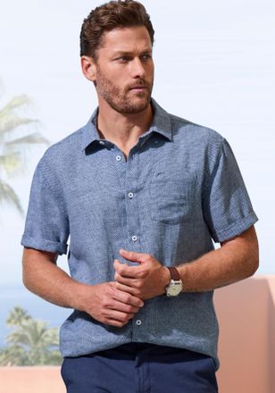 John Devin Leinenhemd JOHN DEVIN Kurzarmhemd, Herren, Gr. XXXL (47/48), N-Gr, navy, Leinenmischung;Web, Obermaterial: 55% Leinen, 45% Baumwolle, regular fit norm