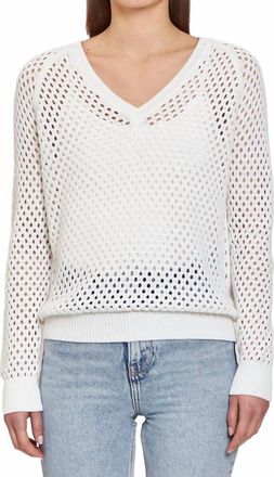 Autumn Cashmere Mesh V Neck Sweater In White