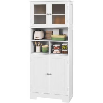 HOMCOM Mobile da Cucina con 2 Armadietti, 3 Vani e Ripiani Regolabili Bianco - Homcom