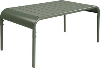 Sweeek Rectangular steel garden coffee table Khaki Green 90x50x40 cm - Amelia
