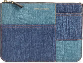 Comme Des Gar&ccedil;ons Denim Pocket Leather Pouch Clutch in Blue at Nordstrom
