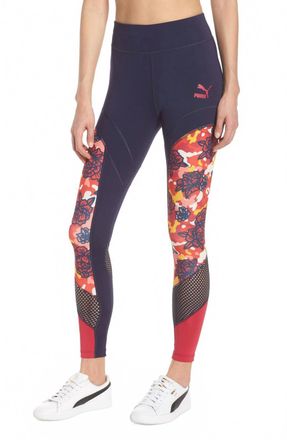 Puma Flourish Xtg Leggings In Peacoat/hibicus