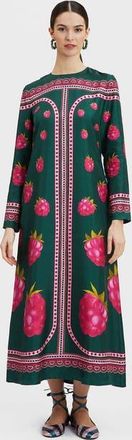 La DoubleJ Long Sleeve Swing Dress in Lamponi Plac&eacute;e Emerald at Nordstrom, Size X-Small