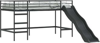 vidaXL Letto Loft Per Bambini Con Scivolo Nero E Antracite 80 X 200 Cm Vidaxl