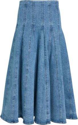 SIMKHAI Taylan Panelled Stretch-denim Midi Skirt - Light Blue - 27 (W27 / UK8-10 / S)