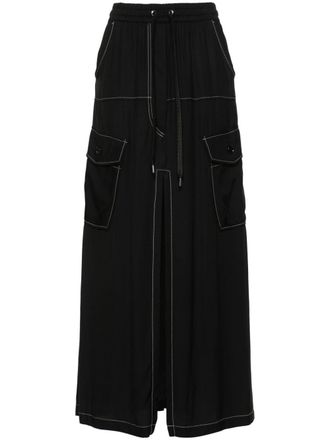 Pinko Gulp midi-rok met contrasterend stiksel - Zwart