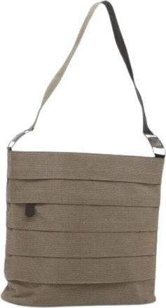 Ferragamo Pre-owned Shoulder Bags, female, Beige, Size: ONE SIZE Pre-owned Canvas Shoulder Bag