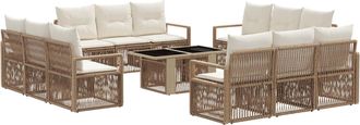 vidaXL Conjunto De Sof&aacute;s De Jard&iacute;n 13 Uds. Beige Y Blanco Crema Vidaxl