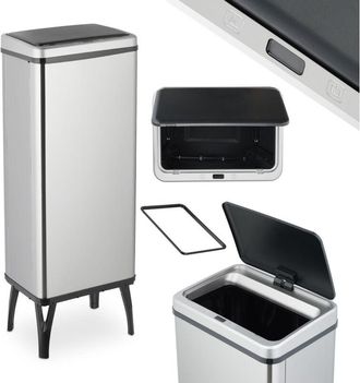 Relaxdays Relaxdays - Cubo De Basura Cocina Sensor, 60l, Tapa El&eacute;ctrica, Soporte Bolsas, Papelera Autom&aacute;tica Acero Inoxidable, Plata