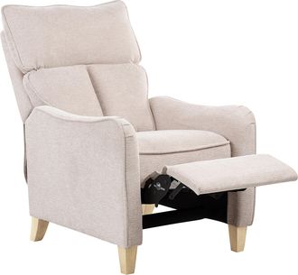 Beliani Sill&oacute;n Reclinable Beige Reposapi&eacute;s Extra&iacute;ble Estilo Vintage Respaldo Alto Royston