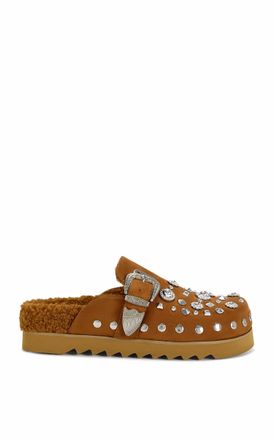 Azalea Wang Womens Chatter Sherpa Lined Clog In Brown