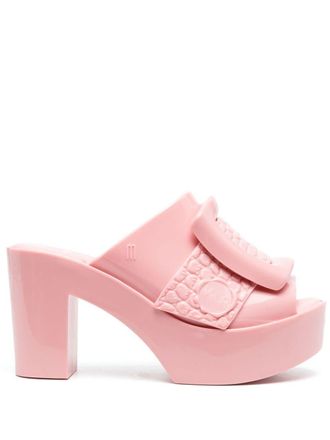 Viktor & Rolf buckle-detail slip-on mules - women - Rubber/PVC/PVC - 39 - Pink