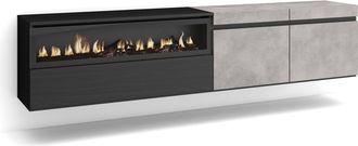 Skraut Home Skraut Home - Mueble Tv, Televisi&oacute;n, Muebles De Sal&oacute;n, Almacenaje, 200x45x35cm, Para Tv Hasta 80, Chimenea El&eacute;ctrica, Colgado, Suspendido, Estilo Mode