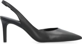 Michael Kors Puntige Neus Leren Slingback Stiletto Pumps - Dames - Pumps - Zwart - 38 EU - Schoenen