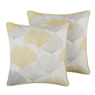 Beliani Conjunto De Cojines Decorativos Con Patr&oacute;n De Hoja Multicolor 45 X 45 Cm Estampado Floral Decoraci&oacute;n Moderna Candytuft