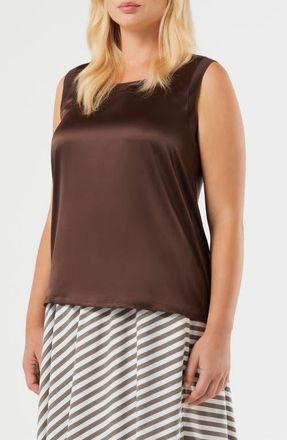 Marina Rinaldi Mrs Donnola Mixed Media Tank in Chocolate at Nordstrom, Size Xx-Large