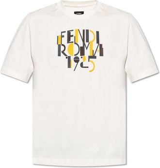Fendi Logo T-Shirt - Heren - T-shirts - Wit - XL - Katoen - Tops