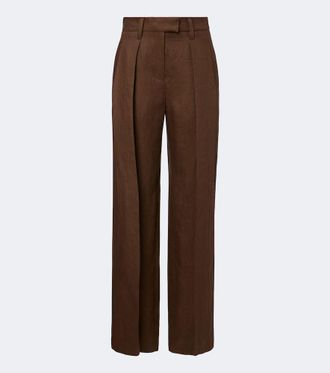 Brunello Cucinelli Monili linen wide-leg pants