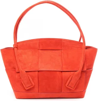 Bottega Veneta Red Color Suede Handbag Tote Bag (Pre-Owned)