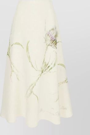Alberta Ferretti linen midi skirt high waist floral