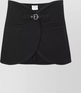 Courrèges twill mini skirt with pleats and belt