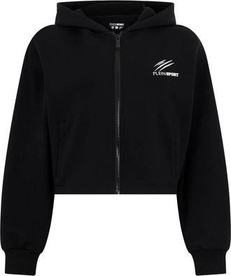 Plein Sport Zip Hoodie Icon Scratch - Dames - Sportshirts - Zwart - L - Katoen - Fitness