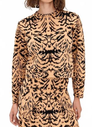 Ulla Johnson Cade Jacquard Knit Long Sleeve Pullover Sweater In Bengal